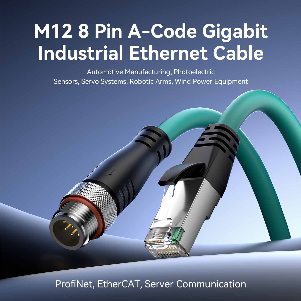 Vention M12 8 Pin A-Code to RJ45 Ethernet Patch Cable