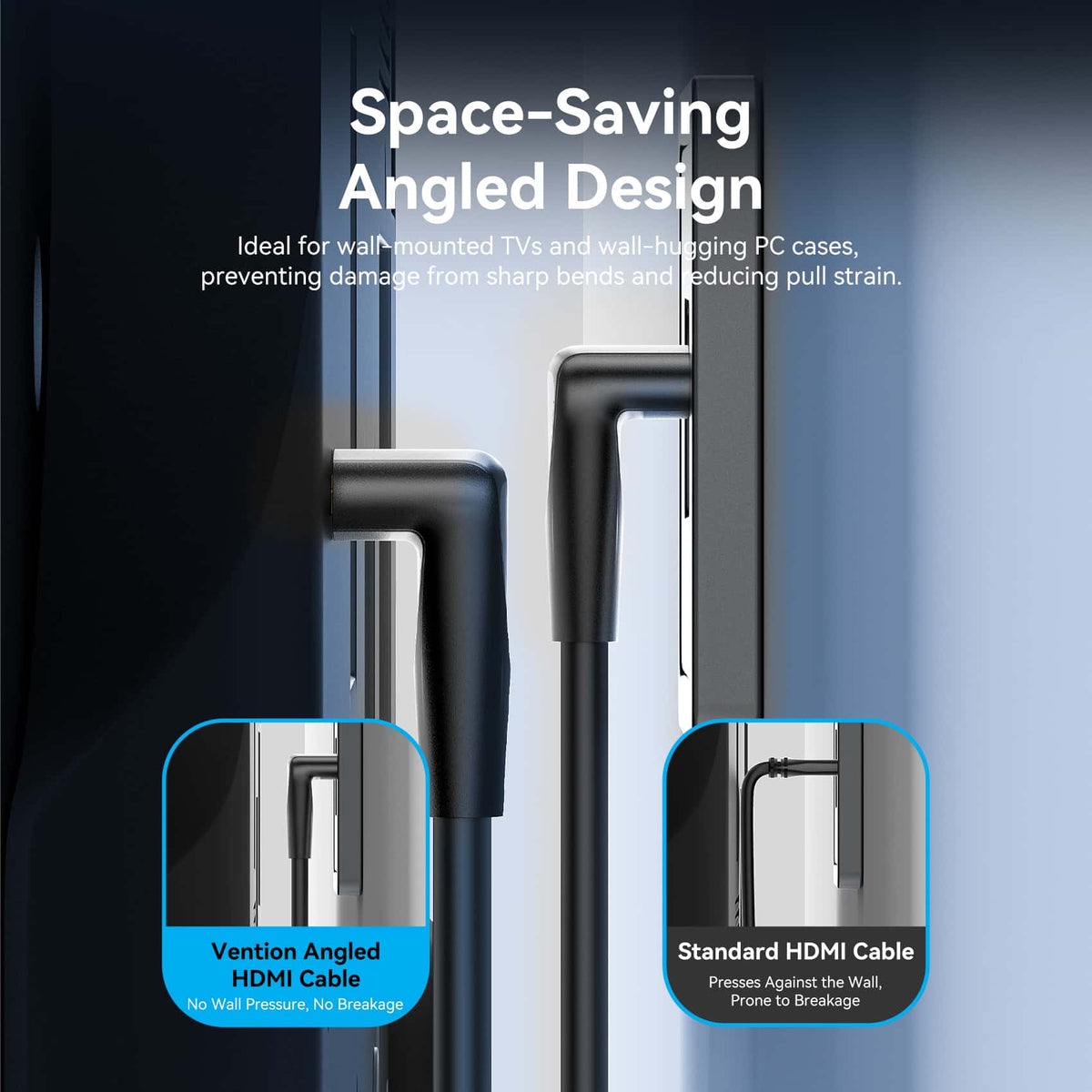 Vention HDMI™-A Male to Male 4K HD Right Angle Cable 270 Degree
