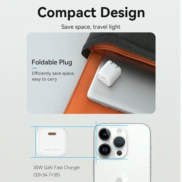 Vention 1-port USB-C GaN Charger(30W) US Plug