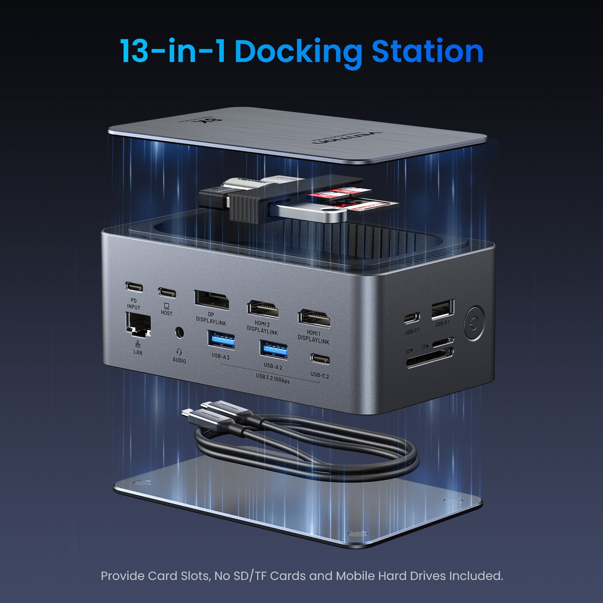 13-in-1 USB-C 8K Vertical Docking Station with Digital Display