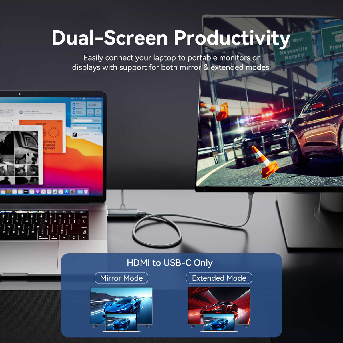 Vention HDMI Male to USB-C Male 4K HD Cable with Power Supply Gray Metal Type