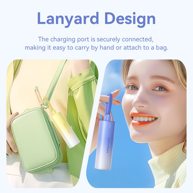 Vention 5000mAh Power Bank Compact with Built-in Cable——On Promotion