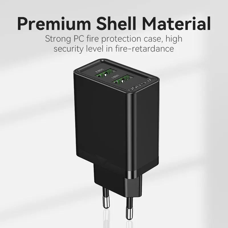 Vention 2-Port USB(A+A) Wall Charger (18W/18W) EU-Plug