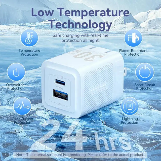 Vention 2-Port USB (C + A) GaN Charger (30W/30W) US Plug