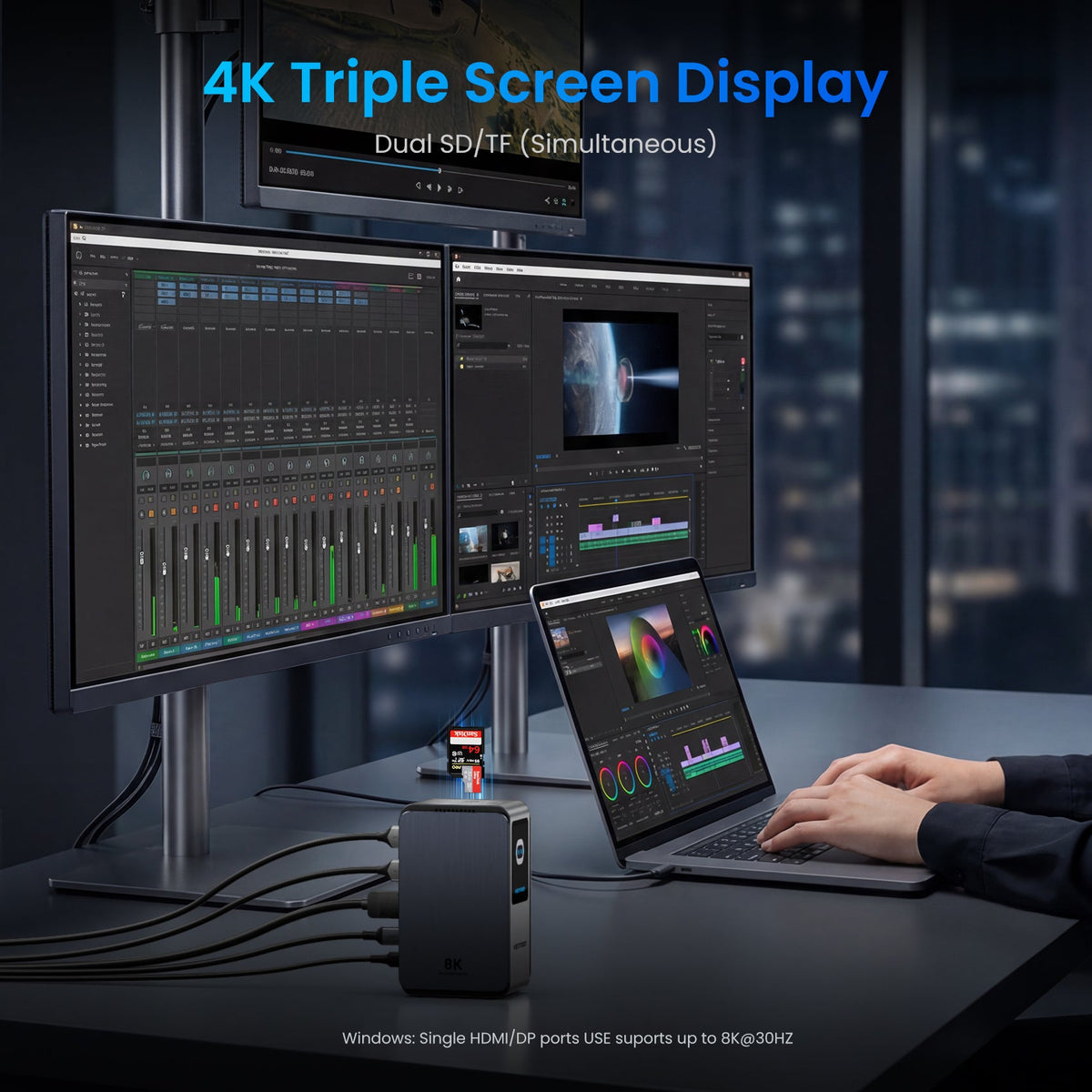 13-in-1 USB-C 8K Vertical Docking Station with Digital Display