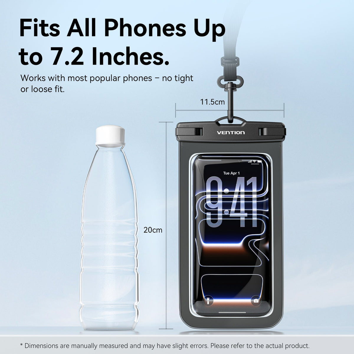 Vention 7.2-Inch Transparent Waterproof Phone Pouch with Lock Seal Black