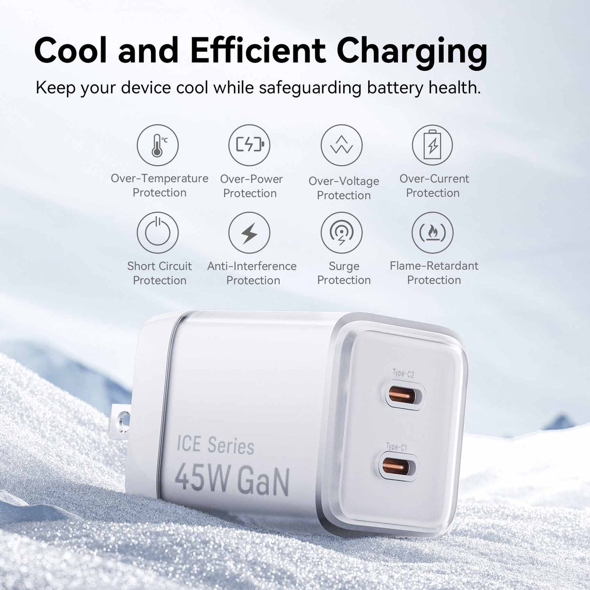 Vention 2-Port USB (C + C) GaN Charger (45W/45W) with 5A USB-C to USB-C Cable US-Plug Gray