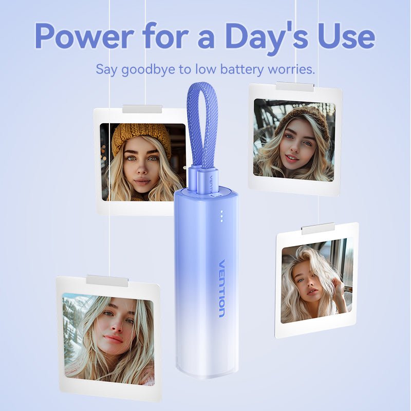 Vention 5000mAh Power Bank Compact with Built-in Cable——On Promotion