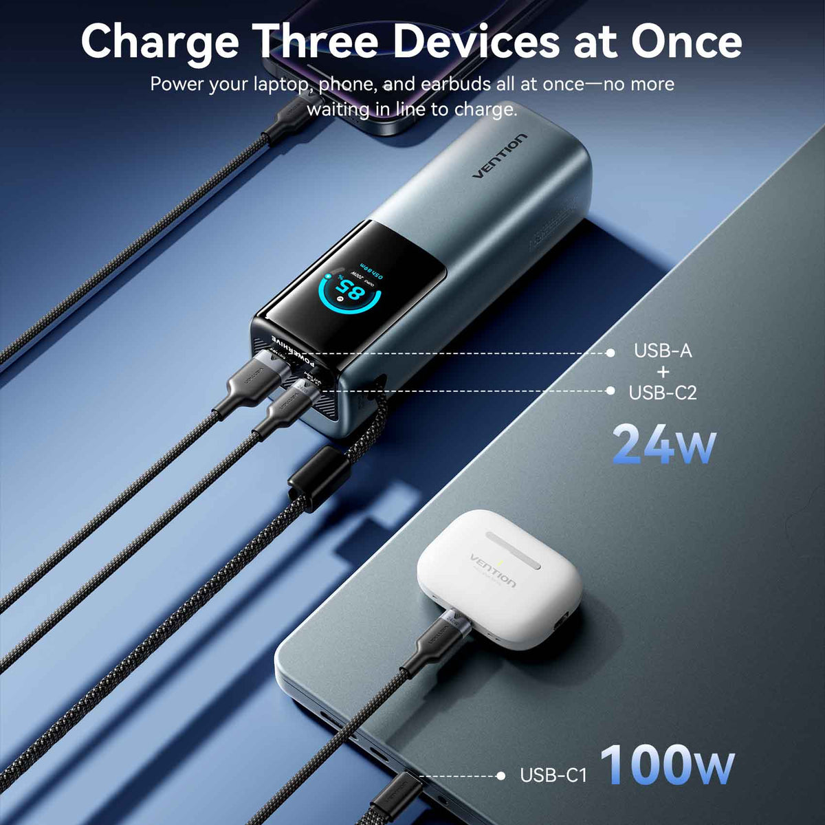 Vention 27000mAh Power Bank 200W