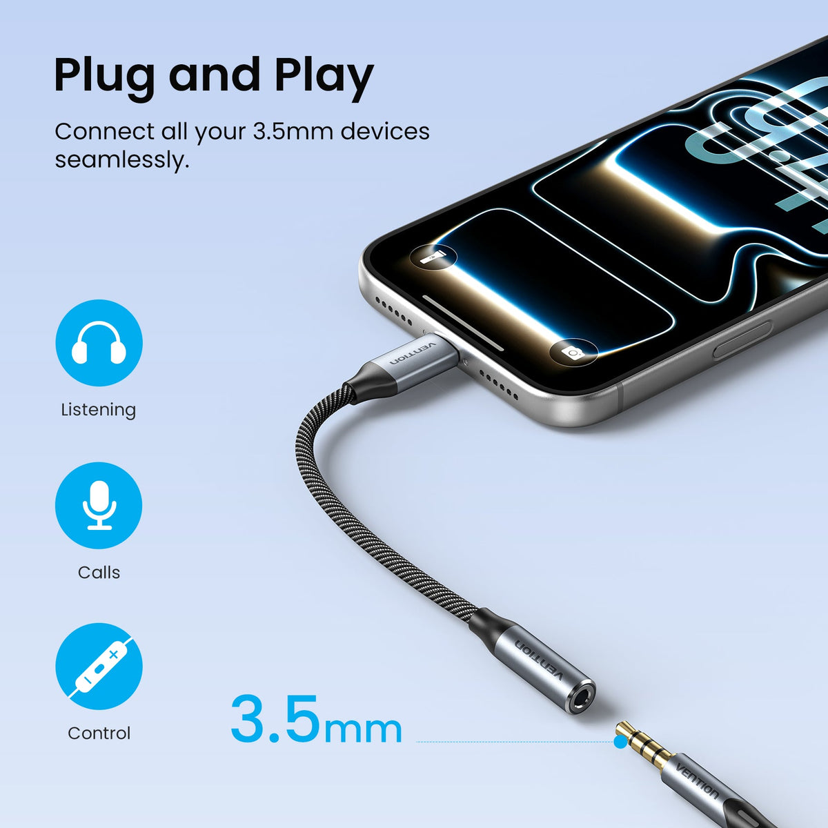 Vention USB-C Male to 3.5mm Female Audio Adapter