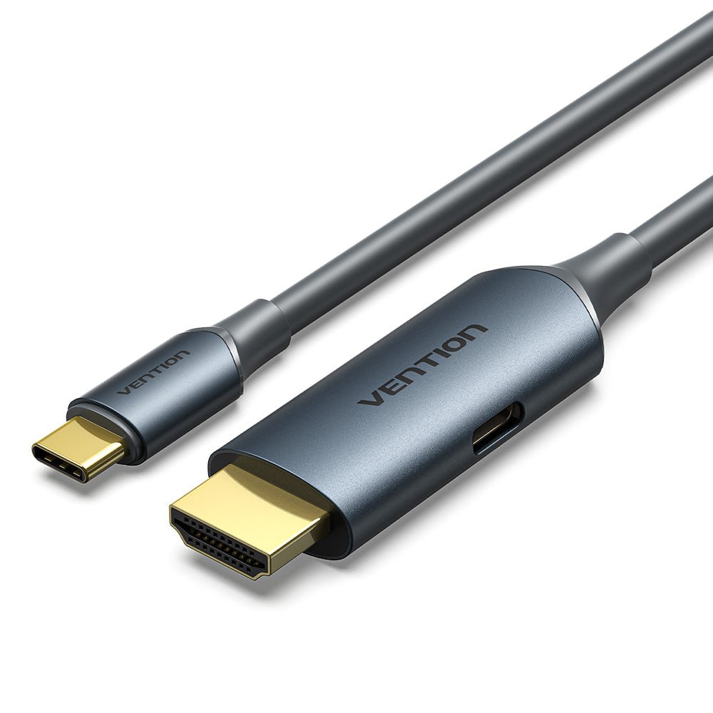 Vention HDMI Male to USB-C Male 4K HD Cable with Power Supply Gray Metal Type