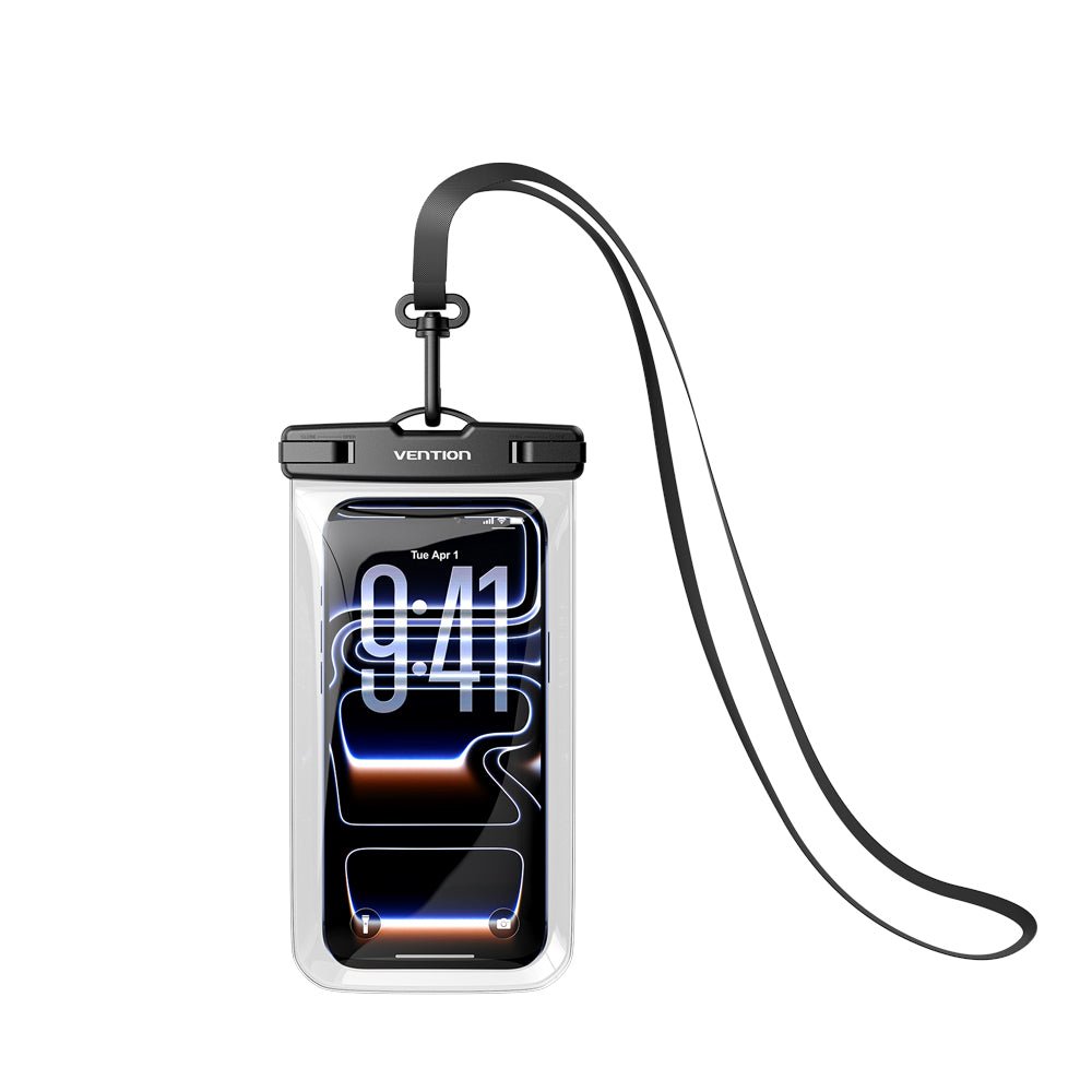 Vention 7.2-Inch Floating Shockproof Airbag Waterproof Phone Pouch with Lock Seal Black