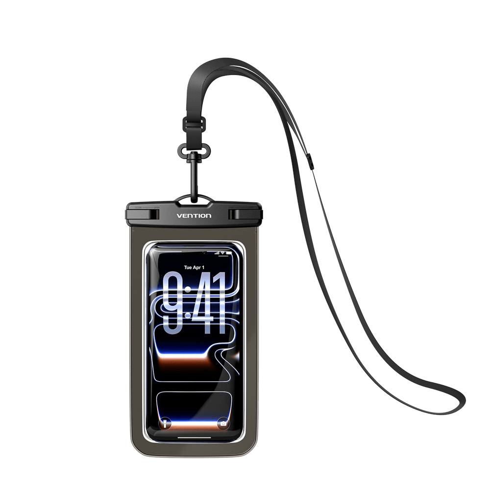 Vention 7.2-Inch Transparent Waterproof Phone Pouch with Lock Seal Black