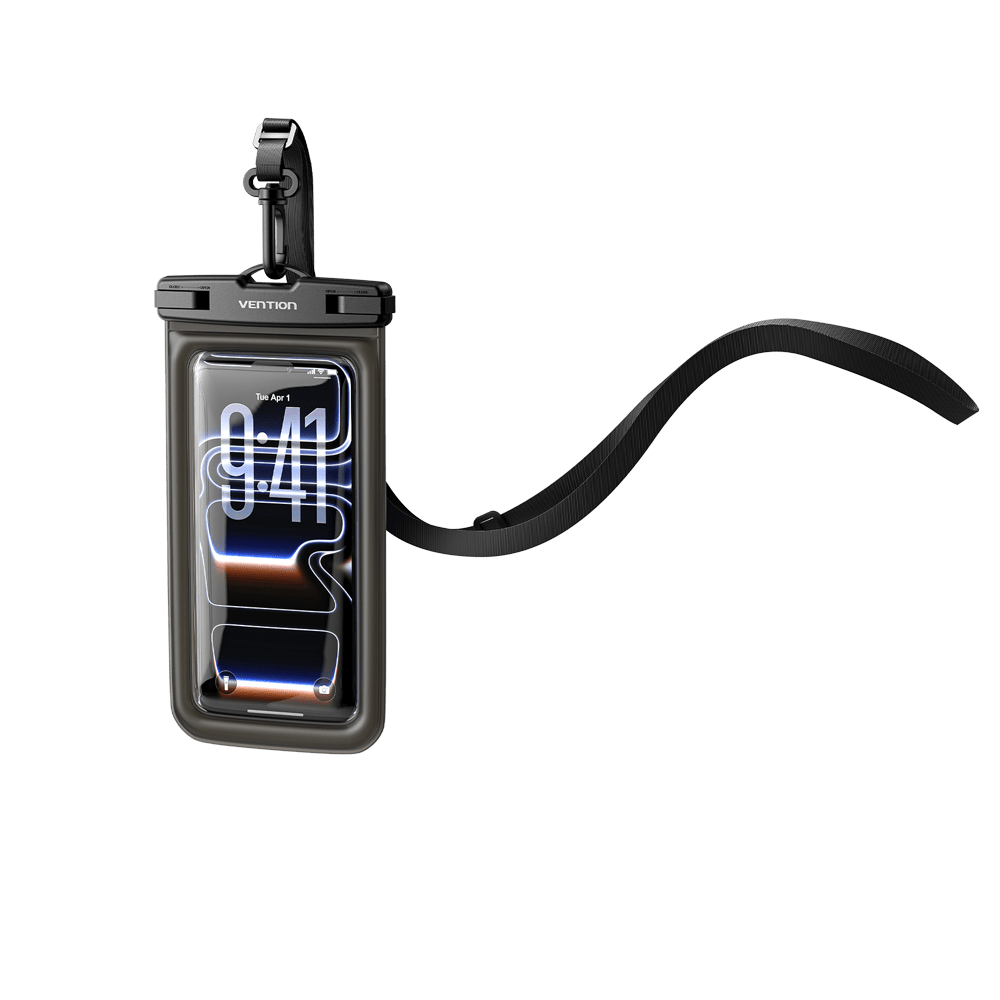 Vention 7.2-Inch Shockproof Black-Edged Waterproof Phone Pouch with Lock Seal Black