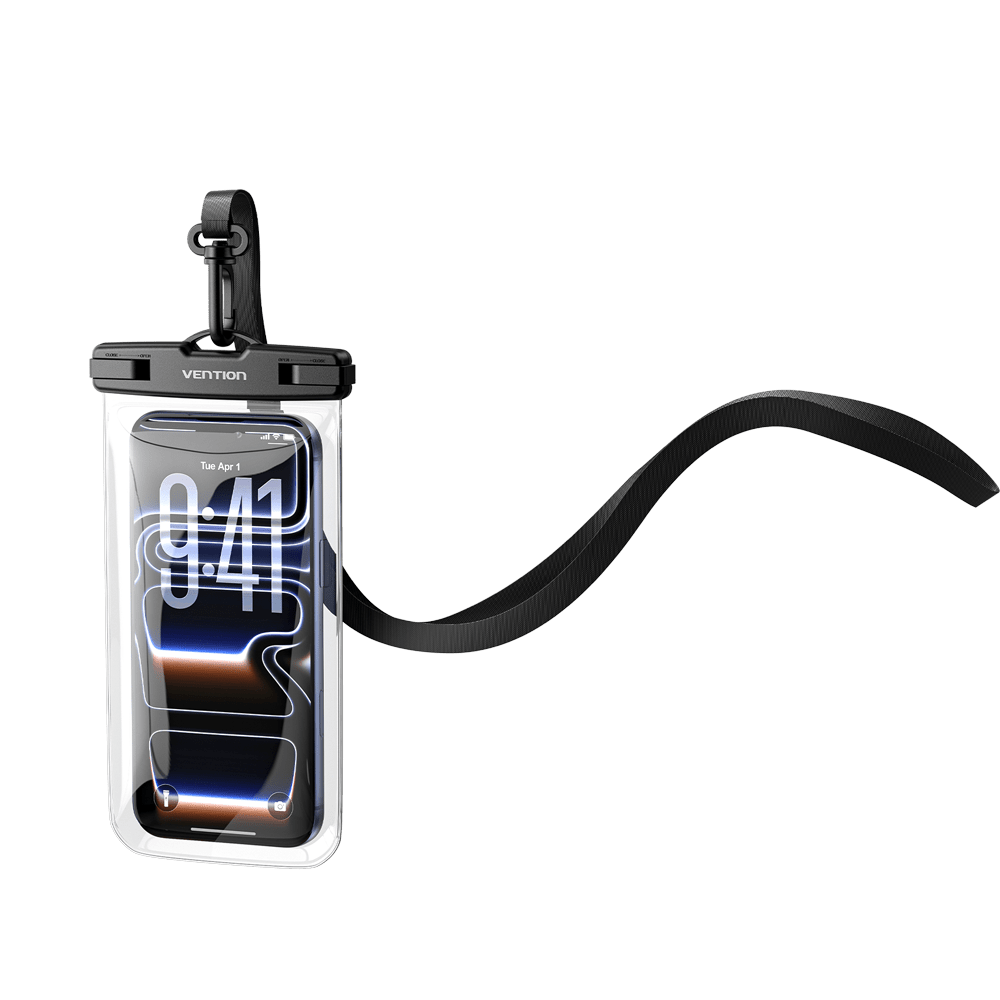 Vention 7.2-Inch Floating Shockproof Airbag Waterproof Phone Pouch with Lock Seal Black