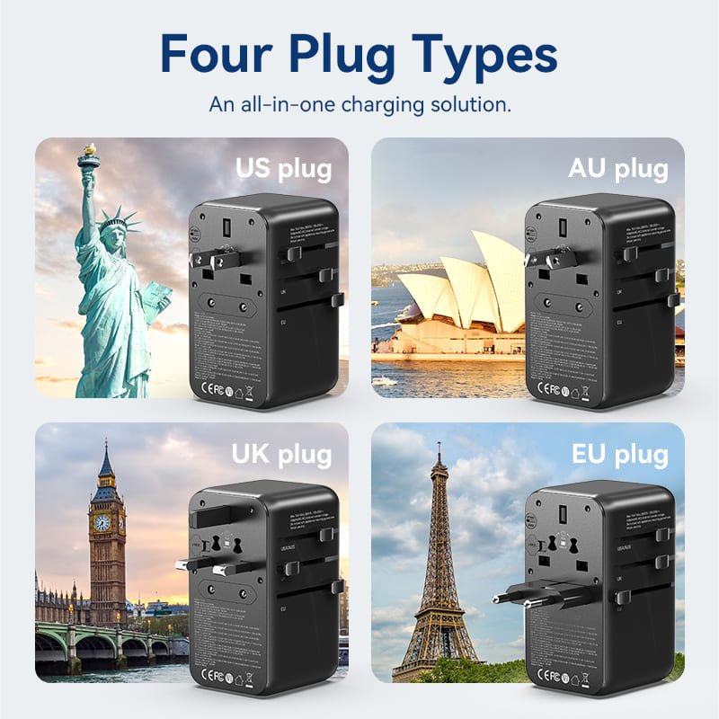 Vention 4-Port USB (C+C+A+A) GaN Universal Travel Adapter (100W/100W/20W/18W)
