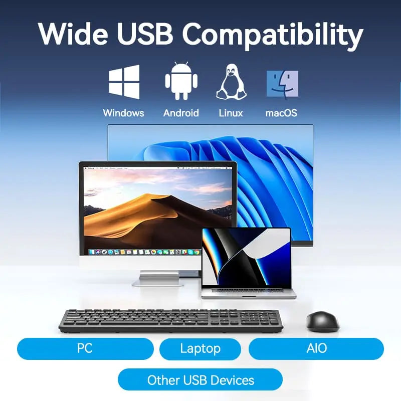Vention 3-Button Wireless Computer Mouse with USB Receiver Black