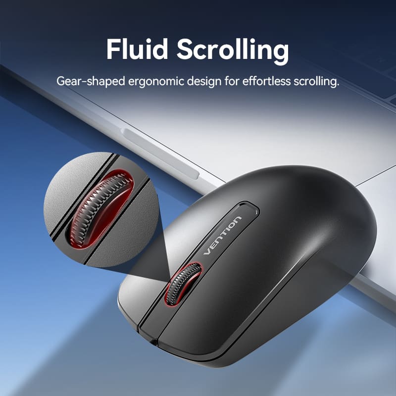 Vention Wireless Full-Sized Keyboard and Mouse Combo with Mouse Pad Black Slim Type - US English Layout