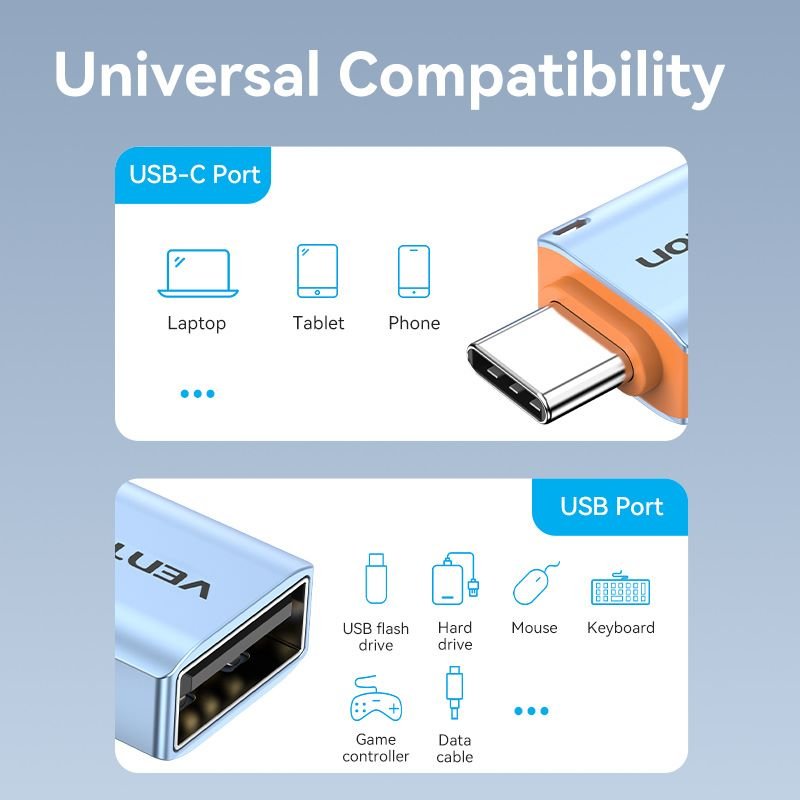 Vention USB 3.1 Type-C Male to USB Female OTG Adapter with Lanyard Aluminum Alloy Type