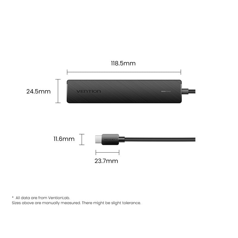 Vention USB-C to USB 3.2 Gen 2 Type-C*2 + USB 3.2 Gen 2 Type-A*2 + PD 10G Hub 0.15M Black