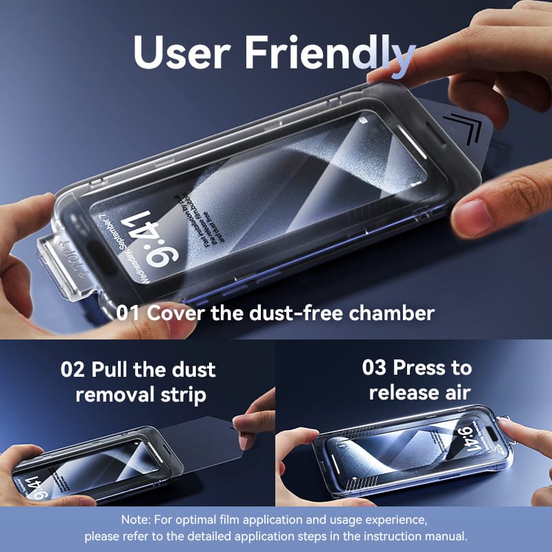 Vention HD Tempered Glass Screen Protector for iPhone 15 with Dust-Free Installation Tool