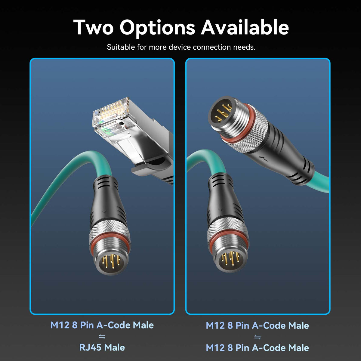 Vention M12 8 Pin A-Code Ethernet Patch Cable
