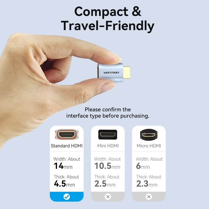 Vention HDMI™ Male to Female 8K Adapter Gray Aluminum Alloy Type