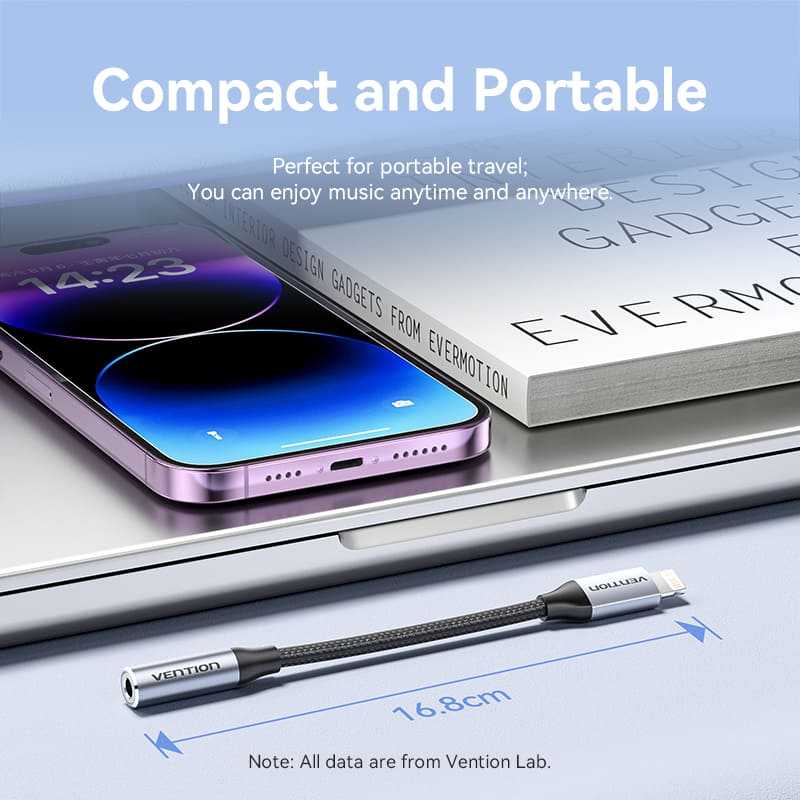 Vention Cotton Braided Lightning Male to 3.5MM Earphone Jack Adapter Aluminum Alloy Type