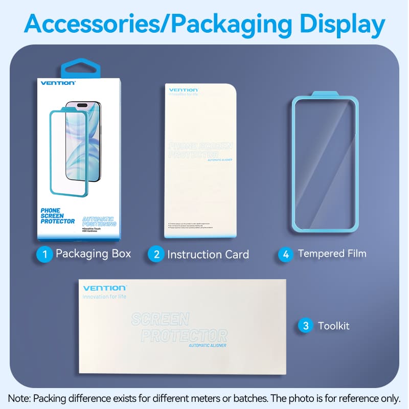 Vention HD Tempered Glass Screen Protector for iPhone 15 with Easy-Installation Tool