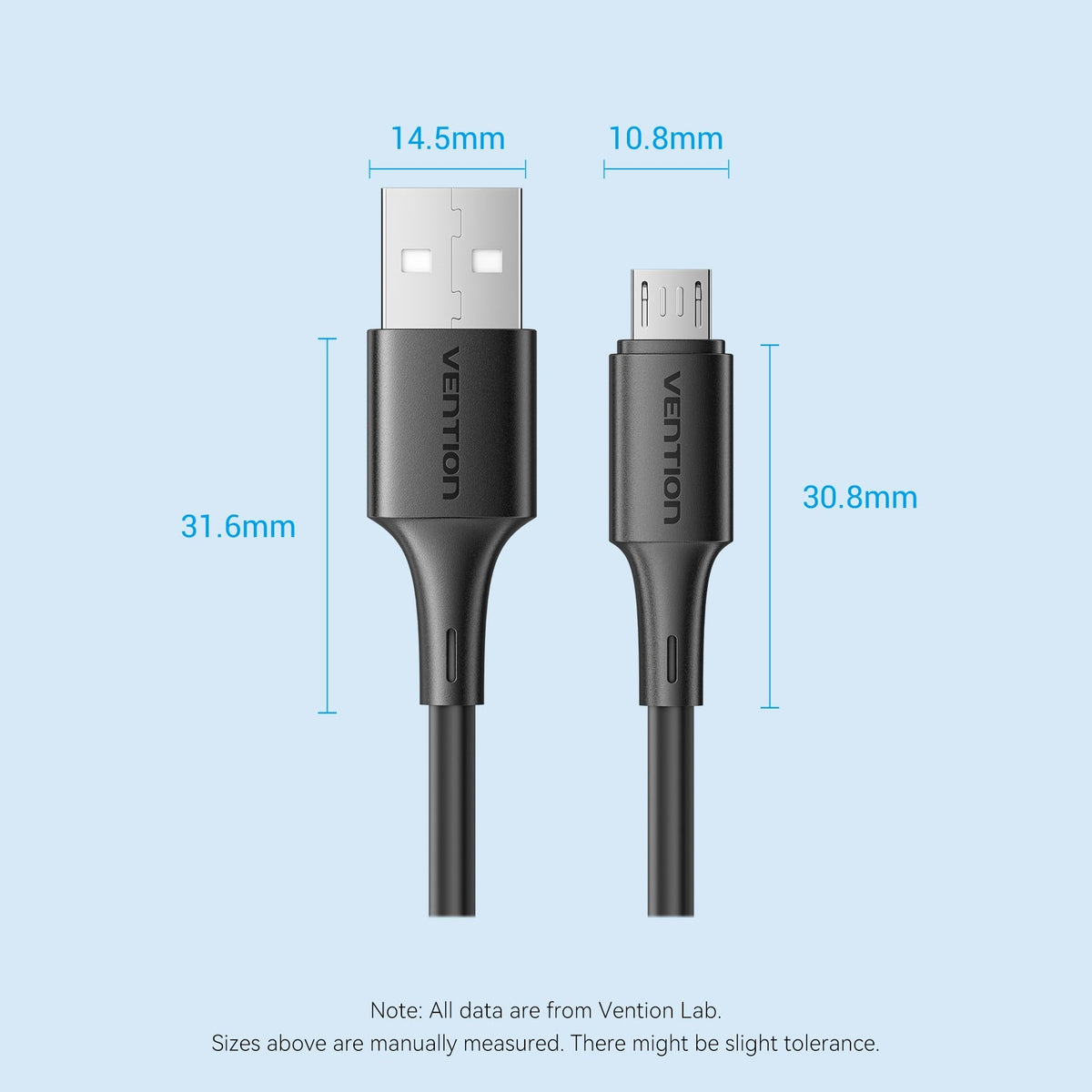 Vention USB 2.0 A Male to Micro-B Male 2A Cable 0.25M Black PVC Type