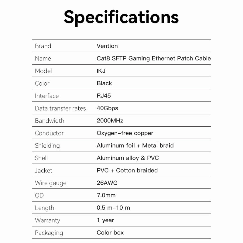 Vention Cat8 SFTP Gaming Patch Cable