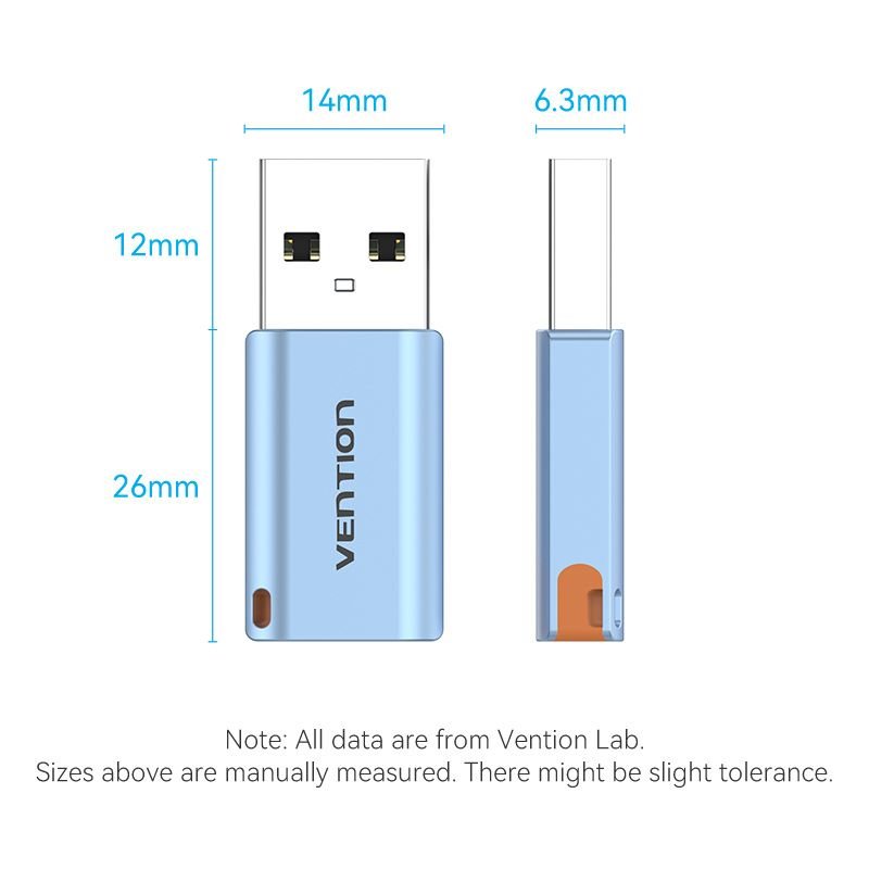 Vention USB 3.1 Type-A Male to USB-C Female Adapter with Lanyard Gray Aluminum Alloy Type