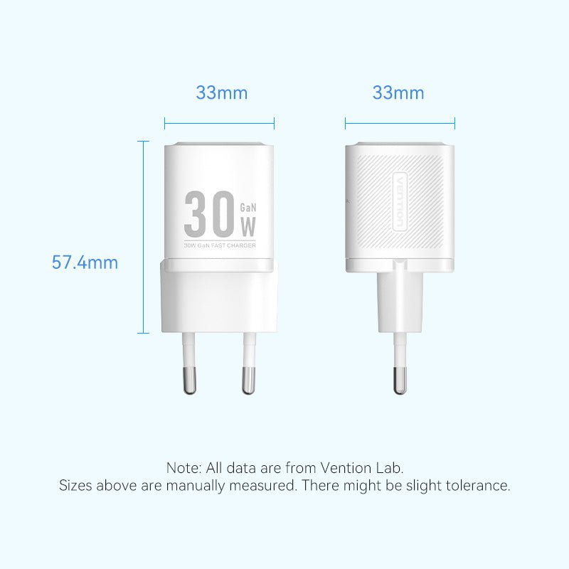 Vention 1-Port USB-C GaN Charger (30W) EU-Plug