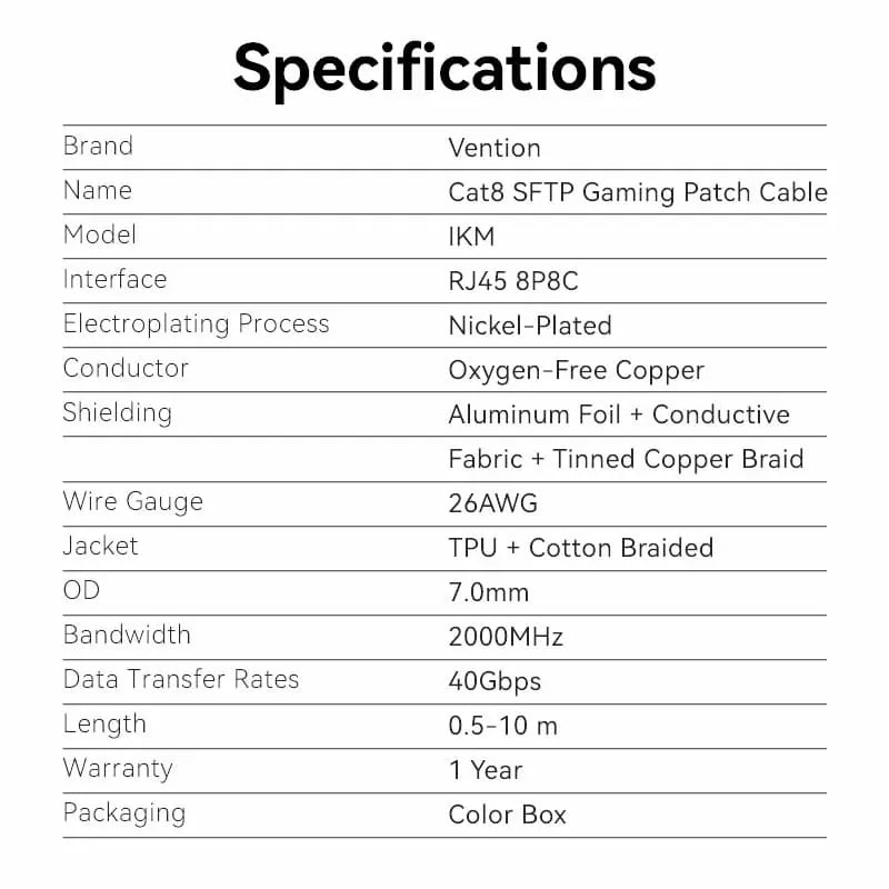 Cat8 SFTP Gaming Patch Cable