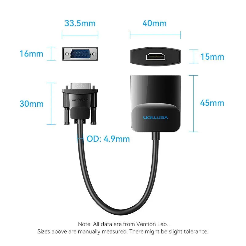 Vention VGA to HDMI™ Converter with Female Micro USB and Audio Port