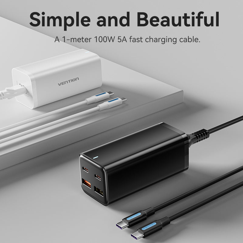 Vention 4-Port USB (C+C+A+A) GaN Charger (100W/100W/18W/18W) EU-Plug