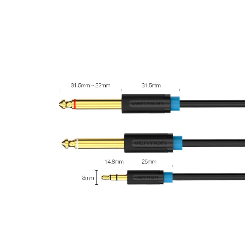 3.5mm TRS Male to Dual 6.35mm Male Audio Cable