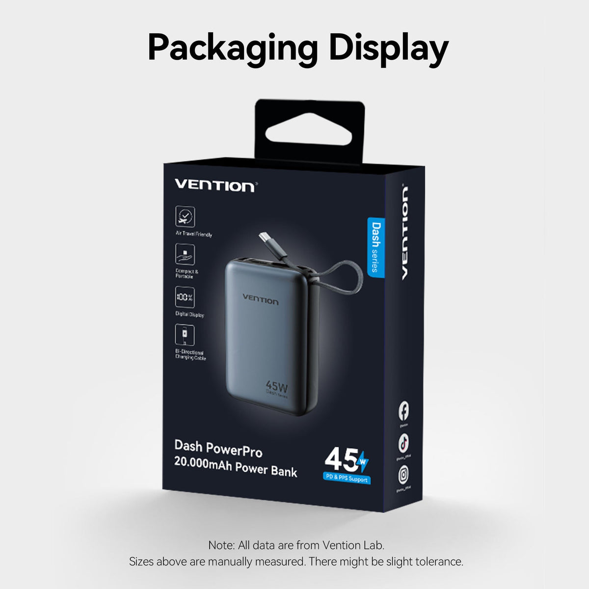 Vention 20000mAh Power Bank 45W