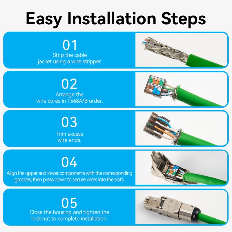 Vention Cat6A Shielded Toolless 8P8C RJ45 Modular Plug