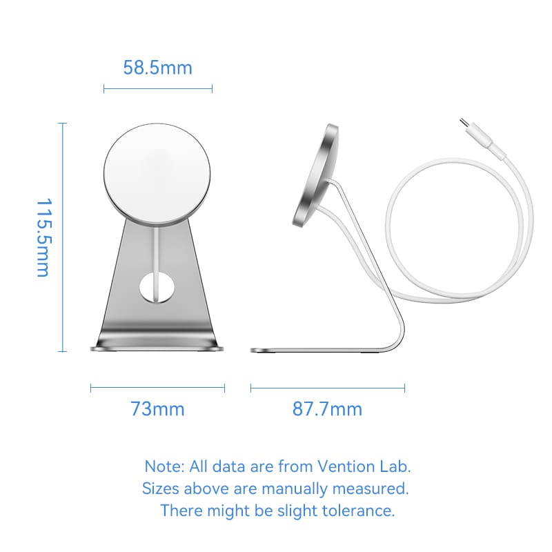 Vention 15W Magnetic Wireless Charger Stand with MagSafe 1M Silver