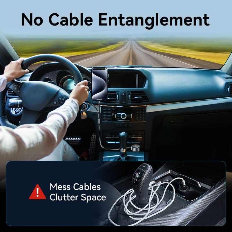 Vention Car Charger with Built-In Cable