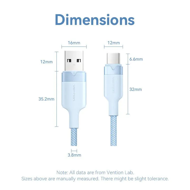 Vention USB 2.0 A Male to C Male 3A Cable Aluminum Alloy Type