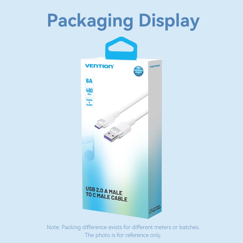 Vention USB 2.0 A Male to C Male 6A Cable Aluminum Alloy Type