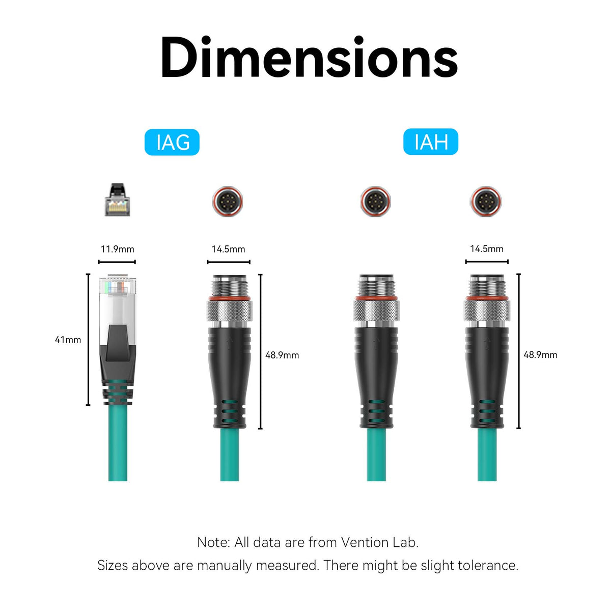 Vention M12 8 Pin A-Code to RJ45 Ethernet Patch Cable