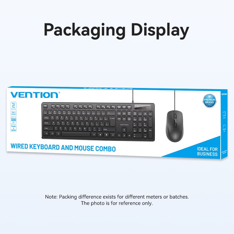 Vention USB Wired Full-Sized Keyboard and Mouse Combo Black Slim Type - US English Layout