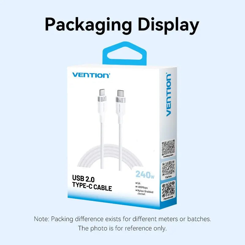 Vention USB 2.0 Type-C Male to Type-C Male 5A Cable Aluminum Alloy Type