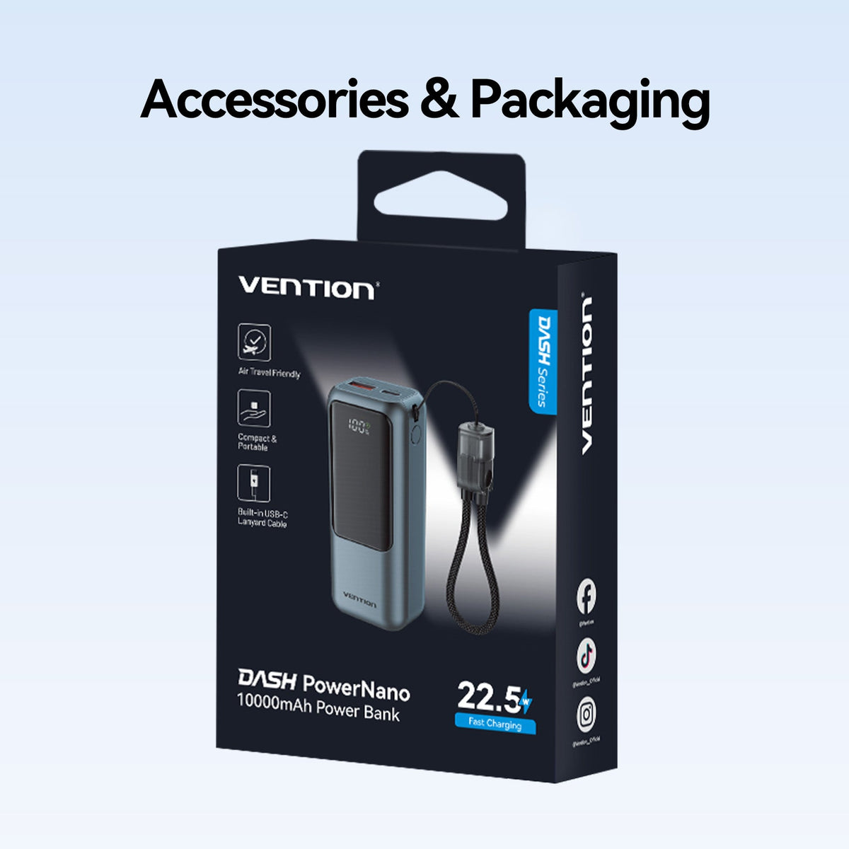 Vention Mini 10000mAh Power Bank 22.5W