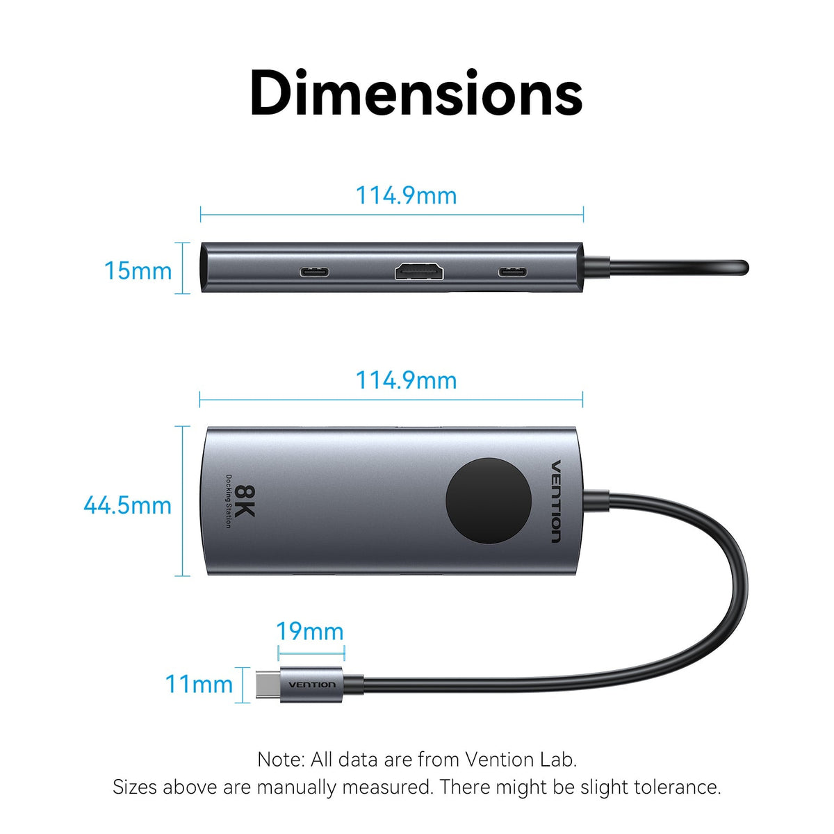 Vention 6-in-1 USB-C 8K Docking Station with LED Display