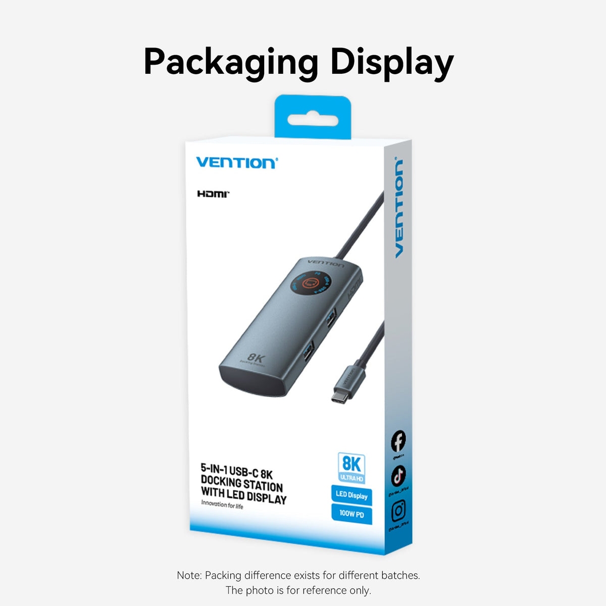 Vention 5-in-1 USB-C 8K Docking Station with LED Display