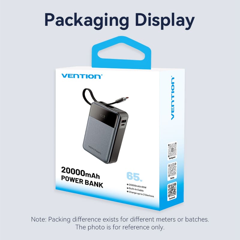 Vention 20000mAh Power Bank 65W